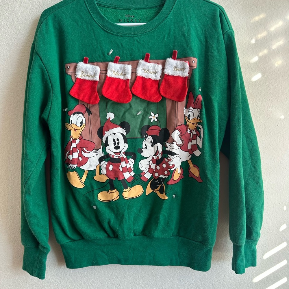 Disney Festive Green Crewneck Sweater